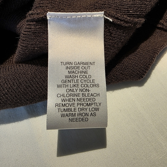 Designers Originals Chocolate Brown Sweater with Houndstooth Collar NWT PXL - Picture 4 of 11